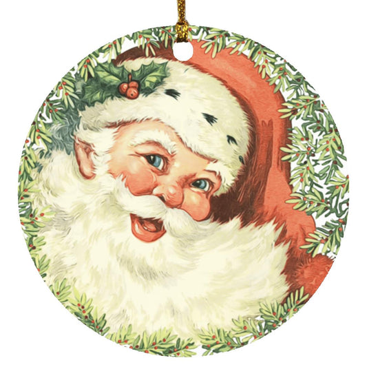 Holly Santa Christmas Ornament